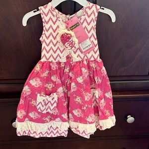 Mustard pie floral dress with brand new floral hair clip